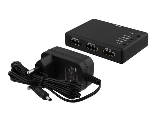 DELTACO HDMI-7051 - Video/lyd-splitter - 4 x HDMI - stasjonær