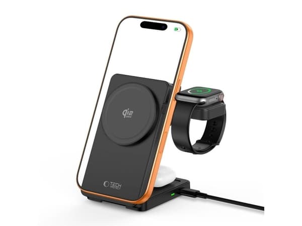 Tech-Protect A56 3in1 MagSafe Wireless Charger + USB-C / USB-C Cable 100cm - Black