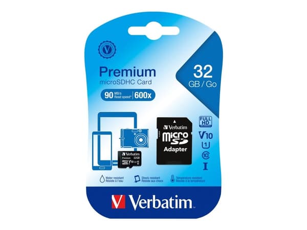 Verbatim MicroSDHC Card 32 GB inkl. Adapter (class 10)