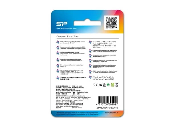 Silicon Power 32GB Compact Flash 200X, 32 GB, CompactFlash, Harmaa