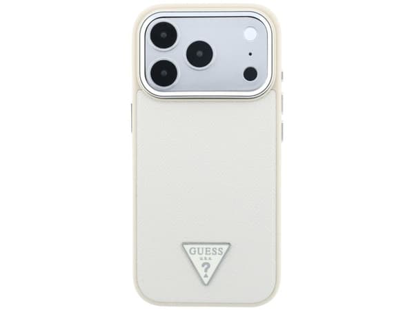Etui Guess Grained Triangle Logo MagSafe do iPhone 18 Pro / 17 Pro bezowy