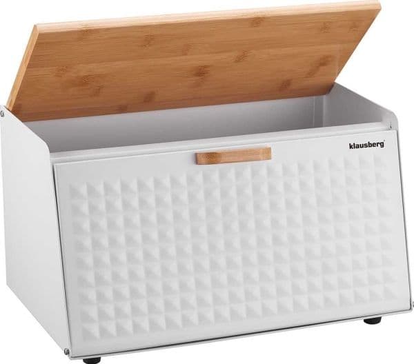 Brödbox i stål och bambu, vit Klausberg
