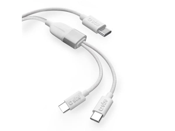 SBS TECABLETCC2IN1, 1,5 m, USB C, USB C, Hvit