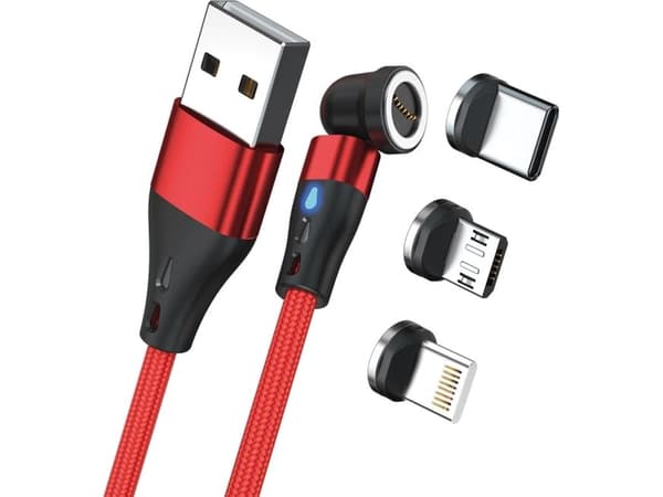 RealPower MagneticCharge3, 1 m, USB A, Rød