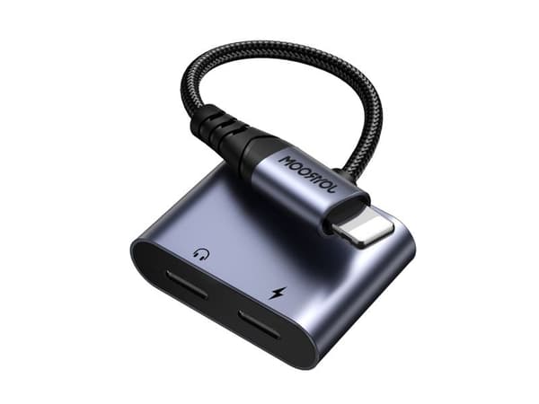 Joyroom SY-L02 Lightning til 2x Lightning DAC-adapter 2-i-1 - sort