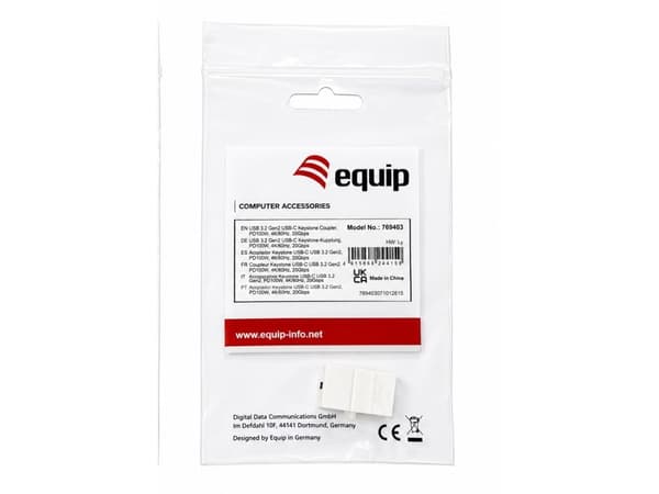 Equip 769403, Flat, Hvit, USB-C, USB-C, Hunkontakt, Hunkontakt