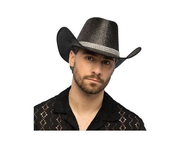 Sort Cowboyhat, metallic