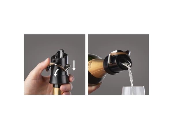 Vacu Vin Champagne Saver, Sort, Sølv