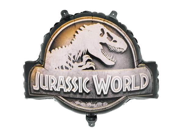 Jurassic World -logolla varustettu ilmapallo