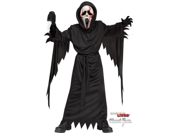 Ghost Face -puku, jossa on verta vuotava naamio, teini