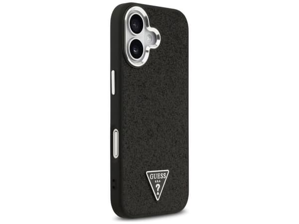 Etui Guess Glitter Triangle Logo MagSafe do iPhone 17 - czarne