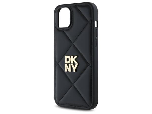 DKNY quiltet stack-logo iPhone 15 Plus-etui - sort