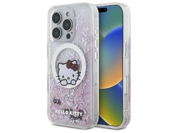 Hello Kitty Liquid Glitter Sweet Kitty Bows MagSafe iPhone 16 Pro Case - White