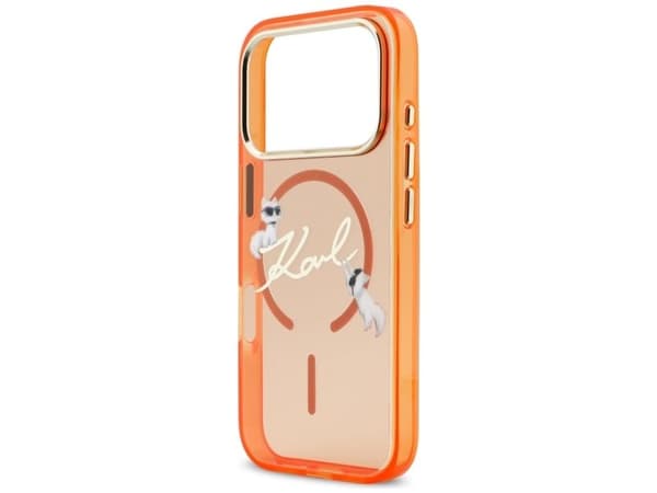 Karl Lagerfeld IML Choupettes Karl Script Logo MagSafe Case for iPhone 17 Pro Max - Orange
