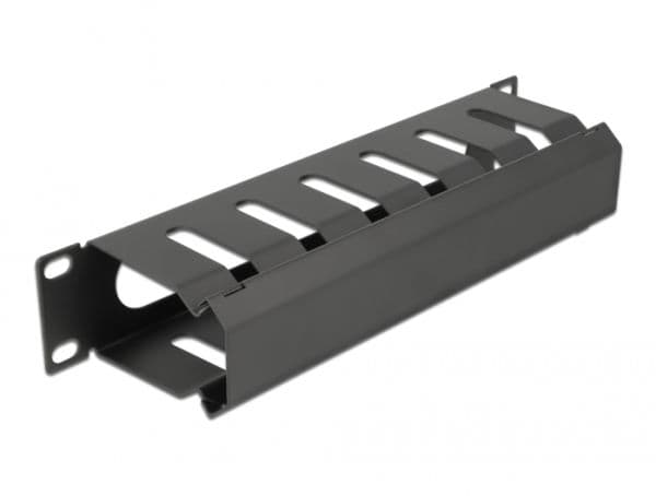 Delock - Rack cable management routing panel - with opening - svart - 1U - 10"