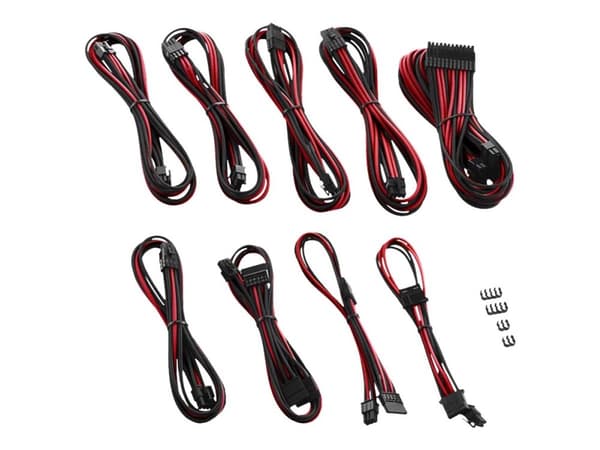 CableMod PRO Series ModMesh RT-Series - Strömkabelsats - formpressad - svart, röd