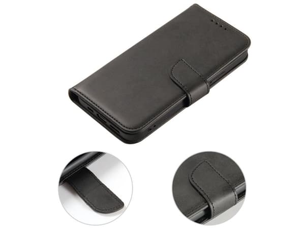 Plånboksfodral med stativ för iPhone 15 Pro Magnet Case - svart