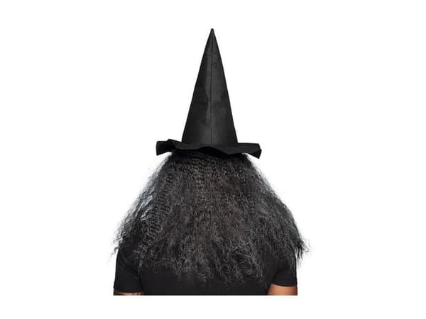 Heksemaske med hår og hat