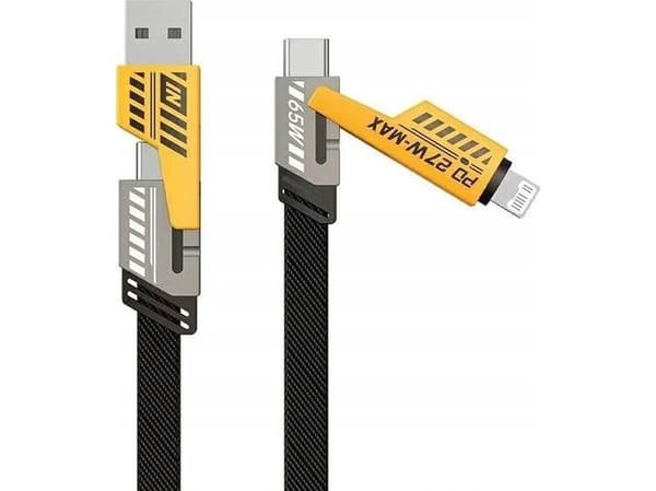 Awei USB-A + USB-C - USB-C + Lightning USB-kaapeli 1,2 m musta (AWEI192)