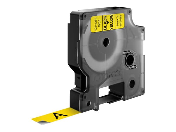 Labeltape DYMO® D1 sort på gul 12mm x 7m