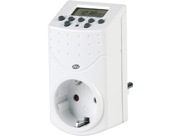 REV Timer, 24-timmars timer med barnskydd, Hvid, CE, 230 V, 50 Hz
