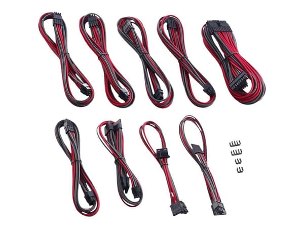 CableMod PRO Series ModMesh RT-Series - Strömkabelsats - formpressad - röd, kol