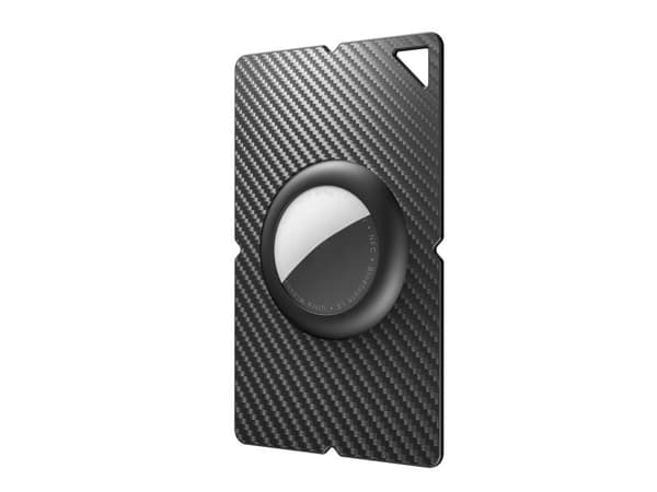 Airtag Carbon Fiber Pattern Wallet Card Case - Black