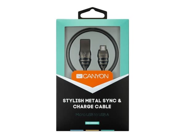 Canyon CNS-USBM5DG, 1 m, USB A, Micro-USB A, USB 2.0, Sort, Grå
