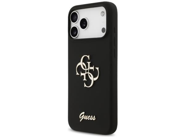 Guess Silicone Big 4G Script Case for iPhone 17 Pro Max - Black
