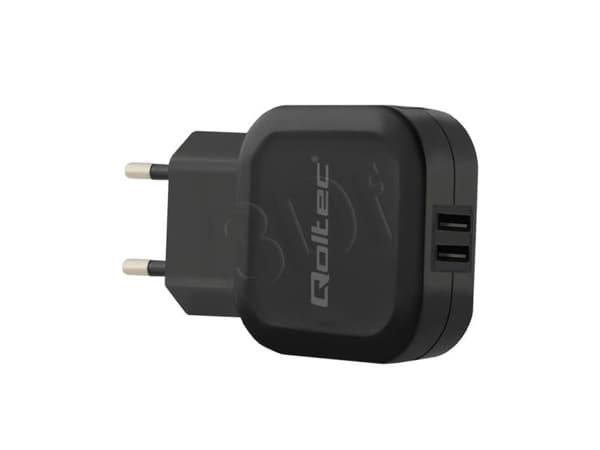 Qoltec - Strömadapter - 12 Watt - 2.4 A - 2 utdatakontakter (USB) - svart