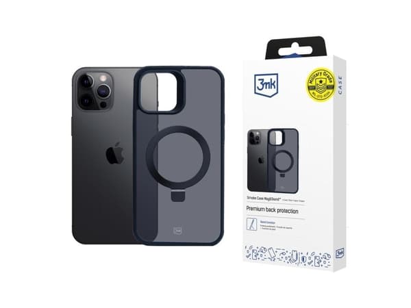 3mk Smoke Case Mag&amp;Stand till Apple iPhone 12 pro max - sort