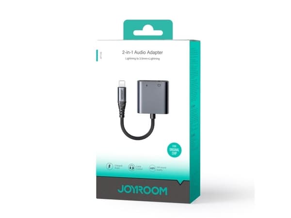 Joyroom SY-L01 Lightning til Lightning / 3,5 mm mini jack DAC-adapter 2-i-1 - sort