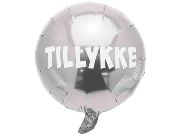 Sølv folieballon Tillykke