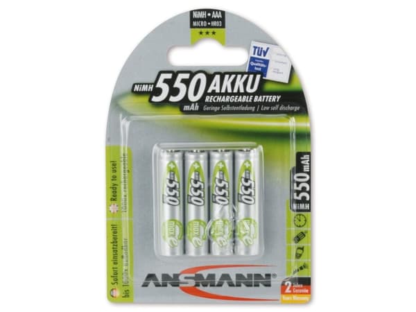 ANSMANN - Batteri 4 x AAA - NiMH - (oppladbart) - 550 mAh