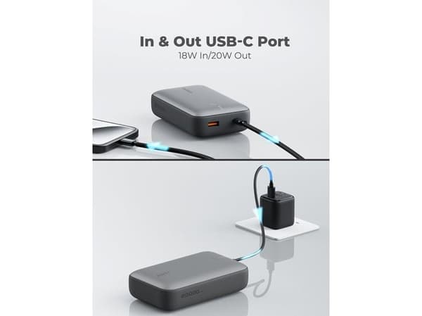 AUKEY PB-Y57, 20000 mAh, Lithium, Grå