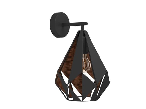 EGLO CARLTON 1 vegglampe sort/kobber