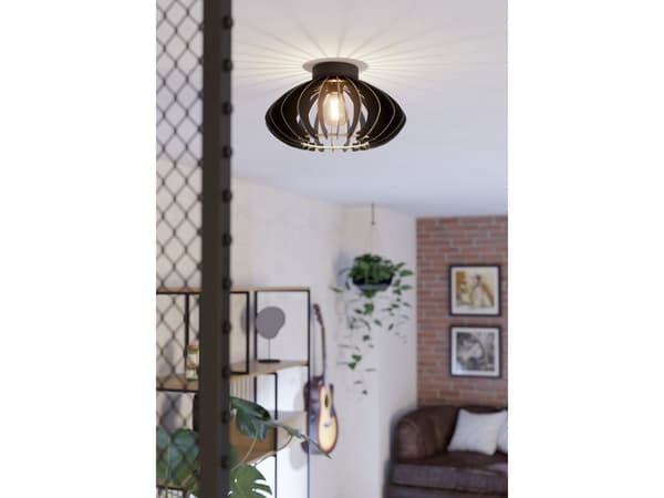 EGLO COSSANO 3 LOFT E27 Ø380 svart/trä