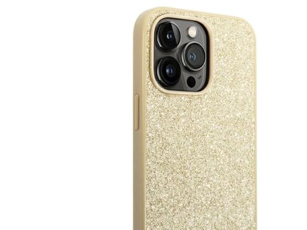 Guess Glitter Script fodral för iPhone 14 Pro - guld