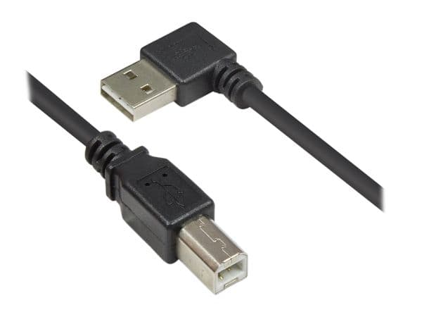 Alcasa 2510-EU005W, 0,5 m, USB A, USB B, USB 2.0, Hankjønn/hankjønn, Sort
