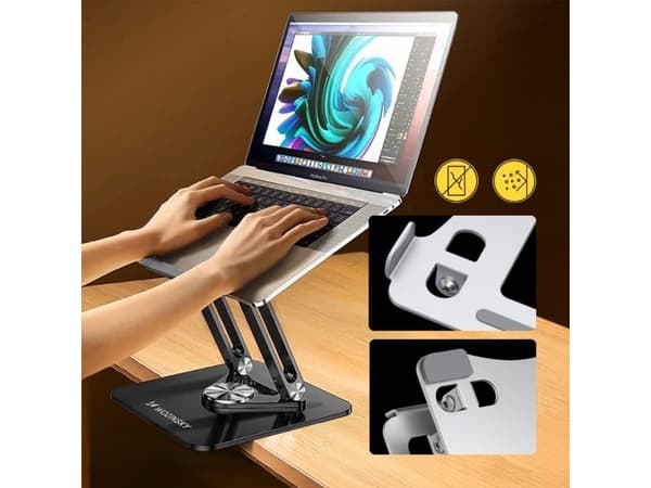 Wozinsky 360° laptopstativ + telefonholder, svart