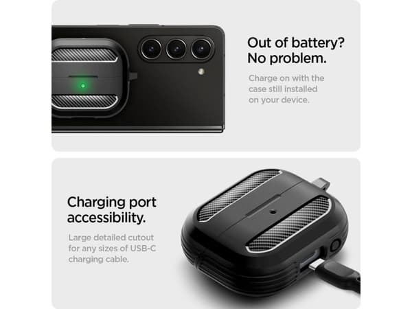 Spigen Rugged Armor, Kotelo, Termoplastinen polyuretaani (TPU), musta