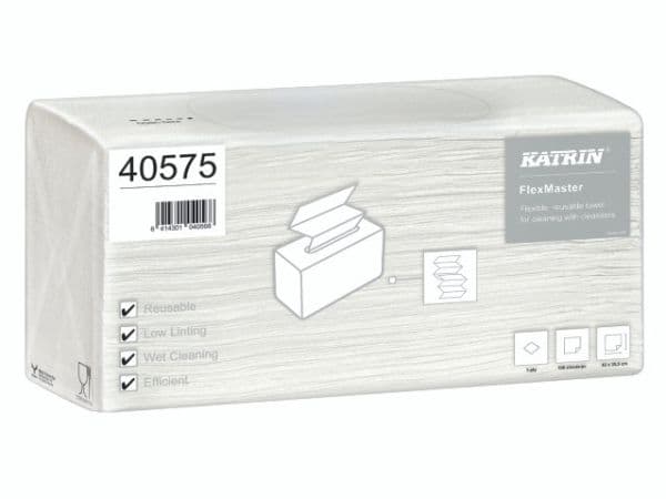 Aftørringsklud Katrin FlexMaster, vit, 5 pakker a 100 ark