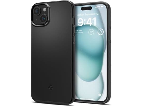 Spigen Thin Fit-etui for iPhone 15 - svart