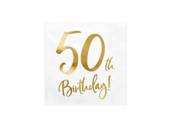 Servietter 50th birthday, guld