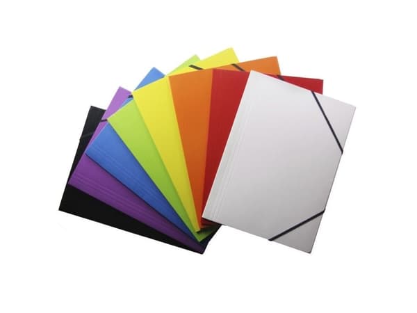 Elastikmappe, Q-Line DKF rød, M/3 KLAPPER, 210x297mm Karton/elastik - (10 stk.)