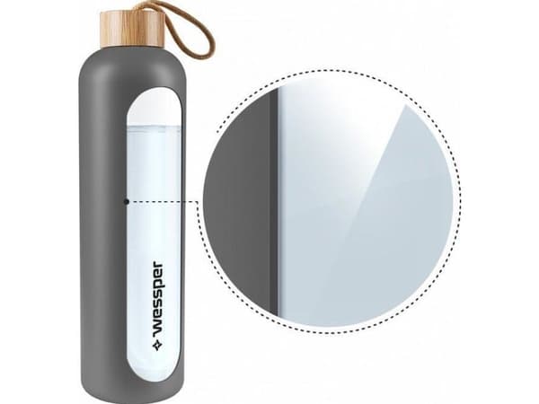 Wessper motiverande dricksflaska 1 liter grå