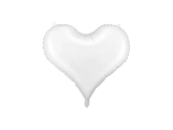 Hvid hjerte folieballon