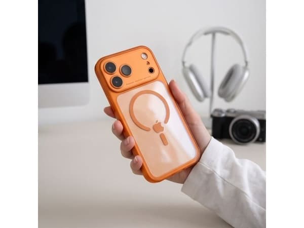 Tech-Protect MagPeak MagSafe CC Case for iPhone 18 Pro / 17 Pro - Transparent Orange