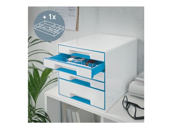 Leitz WOW CUBE - Skuffskap - 5 skuffer - for A4 Maxi - metallic blå