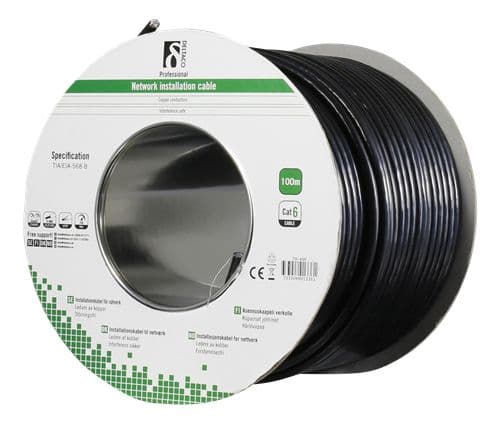 DELTACO TP-49F - Bulkkabel - FTP - CAT 6 - halogenfri, utomhus, fast - svart